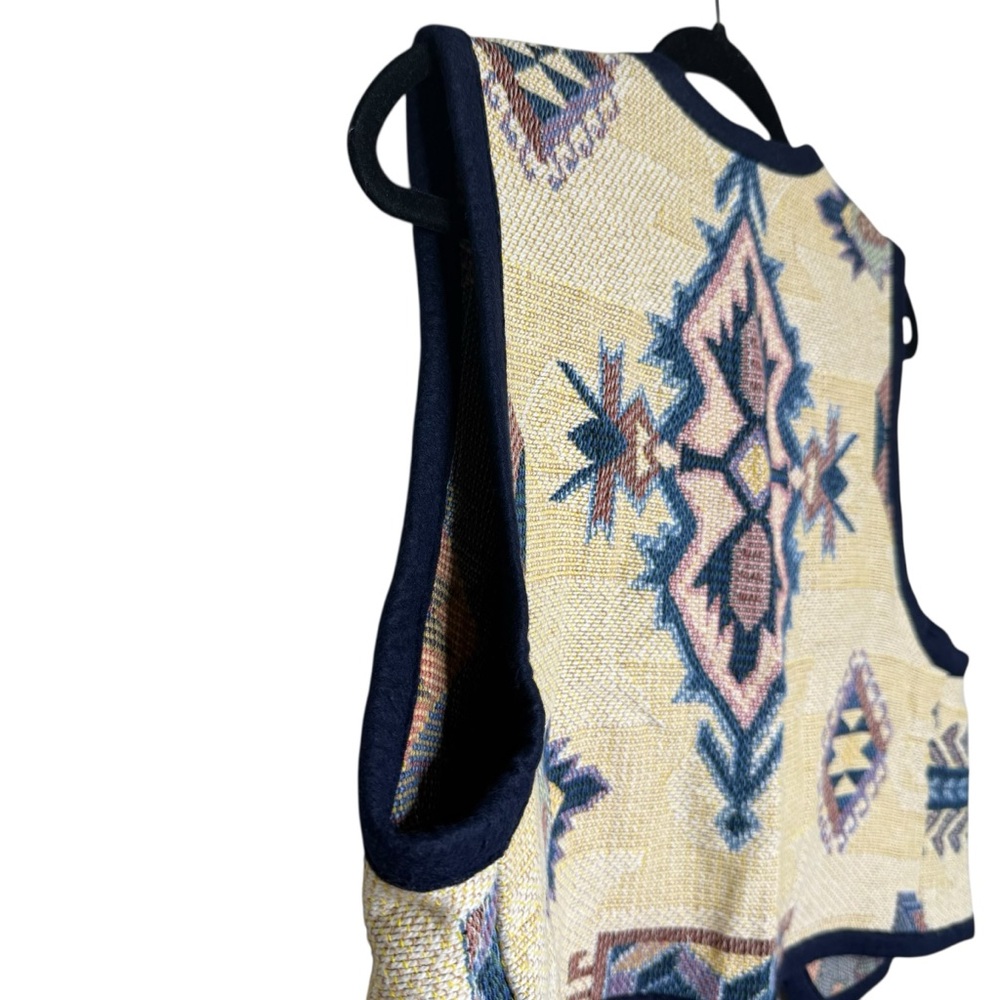 Vintage Handmade Cotton Western Tapestry Vest Open Southwestern Rodeo Unique - Picture 8 of 9